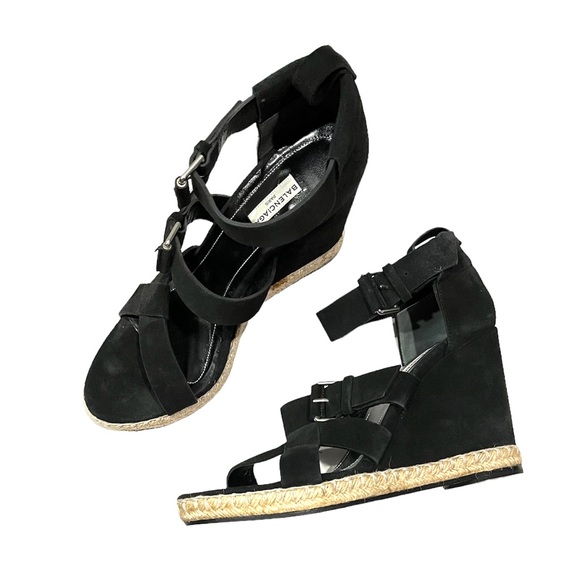 NEW! Balenciaga Suede Espadrilles Wedge Sandals size 41 Black /box not included - Picture 3 of 12